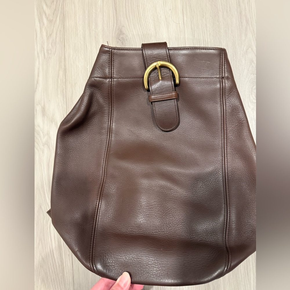 Coach vintage Brown Leather buckle Sling backpack - Picture 1 of 10